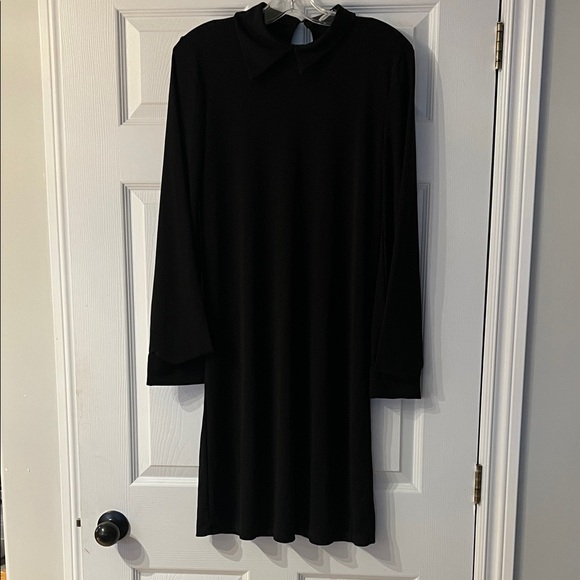 Zara Dresses & Skirts - Zara Wednesday style high collar Black Long Sleeve Dress